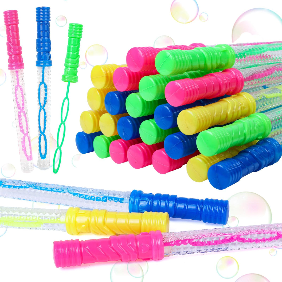 DERAYEE 24pc bubble wands in four colors for vibrant outdoor play