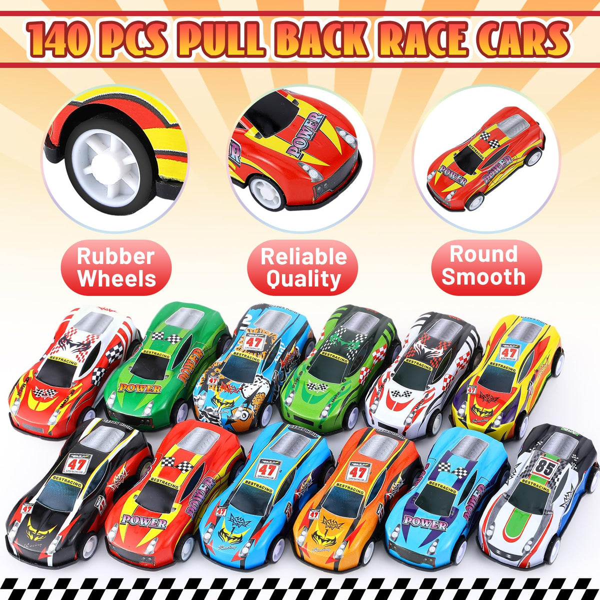 DERTE alloy metal bodies with vivid finishes provide durable play for kids.