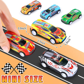 DERTE mini racing cars shown from the side to highlight their compact size.