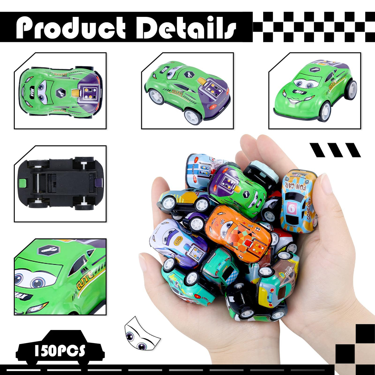 DERTE no batteries needed pull back cars provide instant floor action for kids.