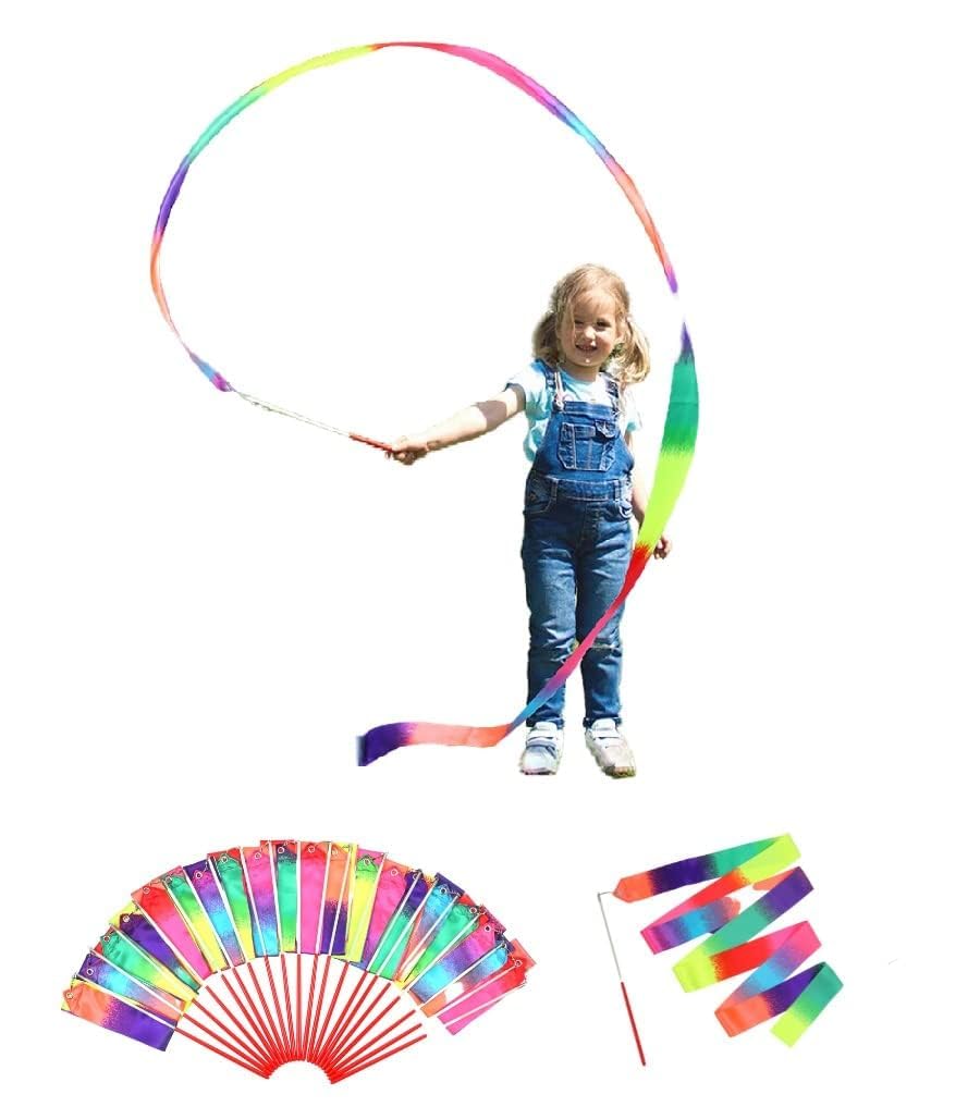 Dervea rainbow ribbon wand for kids' party dances and joyful movement.