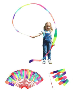 Dervea rainbow ribbon wand for kids' party dances and joyful movement.