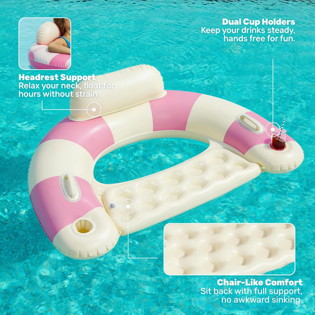Desami heavy-duty PVC pool float designed for durable beach days.