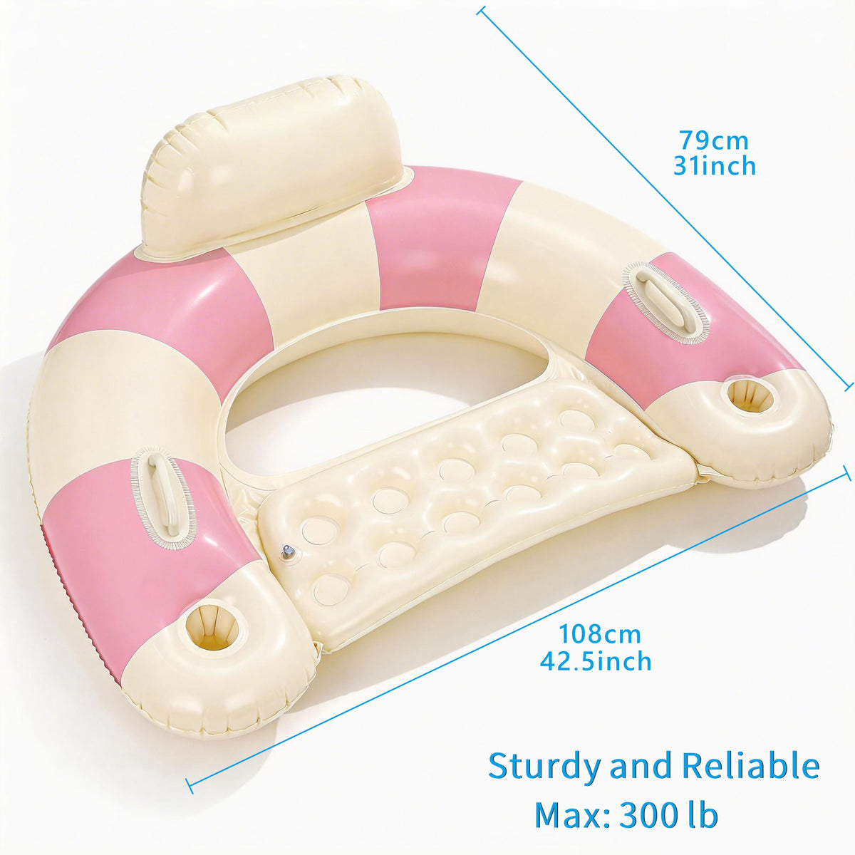 Desami pool float seat resting in water to stay cool during lounging.