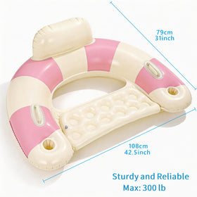 Desami pool float seat resting in water to stay cool during lounging.