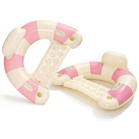 Desami pool float with stripe seat and backrest for comfortable lounging.