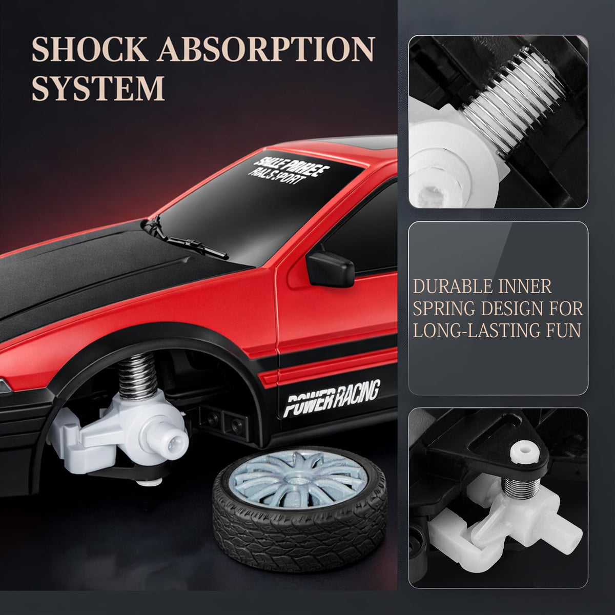 Desdoni RC drift car 4WD drivetrain for stable traction