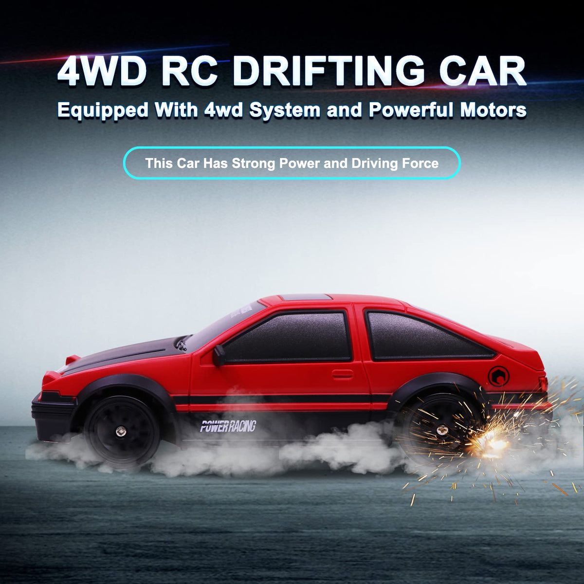 Desdoni RC drift car top view highlighting sleek silhouette