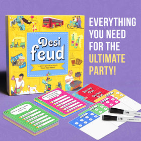Desi Feud portable storage tray keeps components organized.