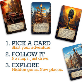 Destination Unknown car-interior-cards ready for screen-free travel entertainment