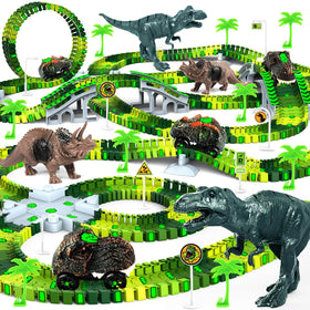 Desuccus dinosaur track glows in the dark for epic night-time adventures.