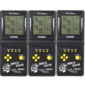 Desyeryamimi 3pcs black handheld brick game console with 3.5-inch screen for portable retro fun.