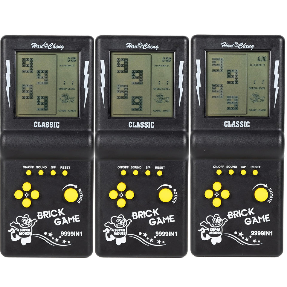 Desyeryamimi 3pcs black handheld brick game console with 3.5-inch screen for portable retro fun.