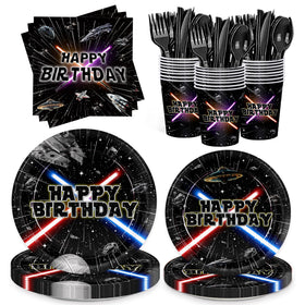 Detanpoly galaxy 9-inch plates for a quick, stylish space-themed party setup.