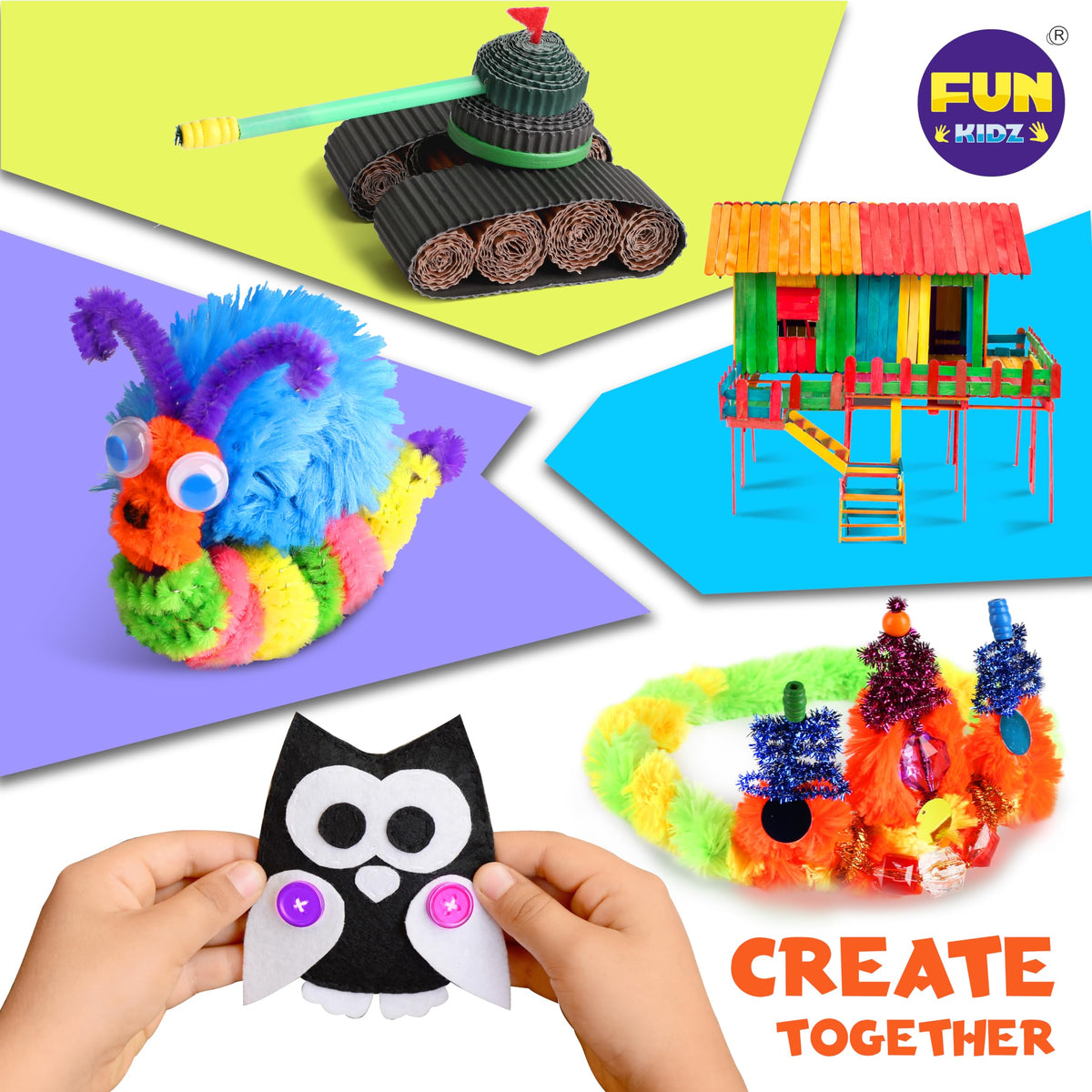 DEVELOPE BY PLAY creative projects in progress with colorful materials