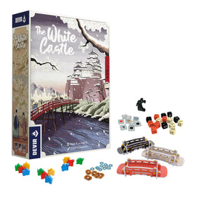 Devir White Castle dice and action tokens in play for tactical choices
