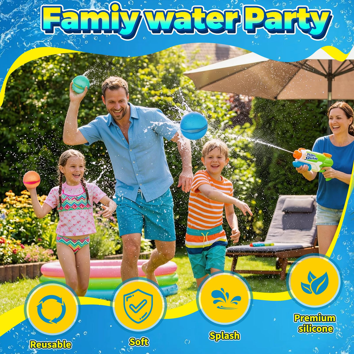 DEXKWEN water balloons magnetic seal close-up showing fast, mess-free filling.