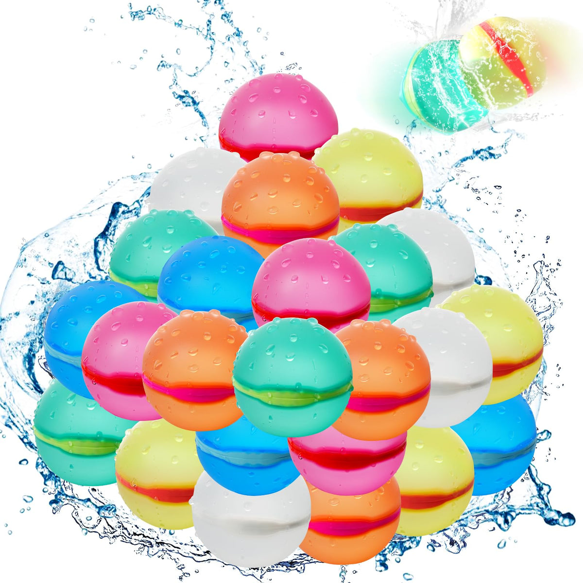 DEXKWEN water balloons pack—reusable for pool party fun.