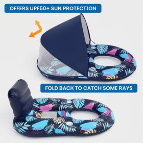 Deyhoc pool float with ergonomic backrest and footrest for extended comfort.