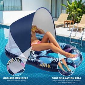 Deyhoc float's foot cooling area lets you dip feet for refreshing relief.