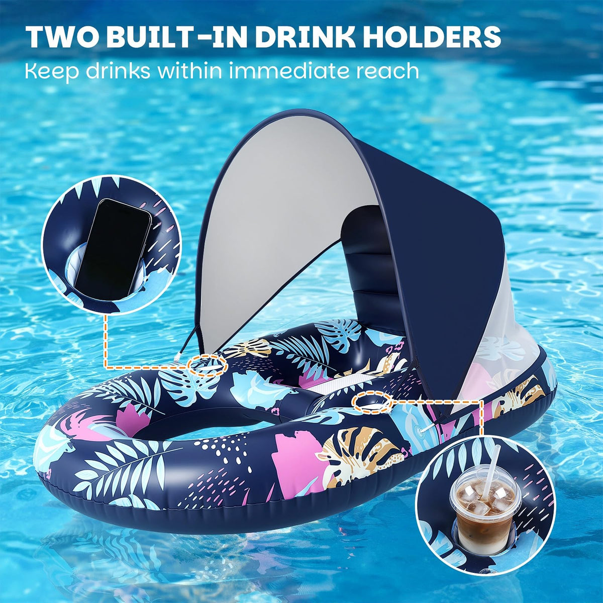 Deyhoc pool float features a mesh support seat to stay cool and comfortable.