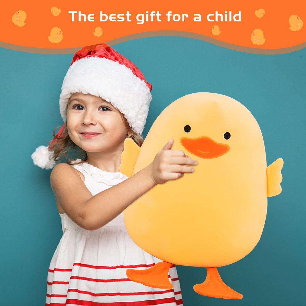 DEYI plush duck in bedroom decor setting, cheerful focal point
