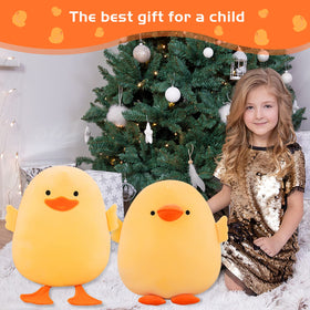 DEYI plush duck side view, plush material and squeezable texture for play