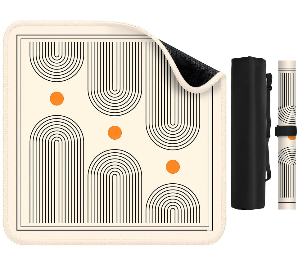 Deyimmei Mahjong Mat on a square table with non-slip backing for stable play.