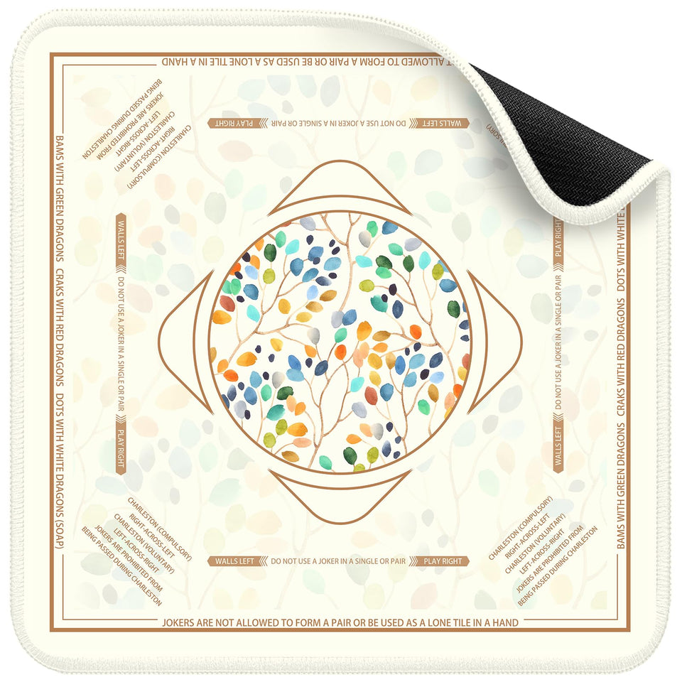 Deyimmei Mahjong Mat on table, open view shows generous square surface for games