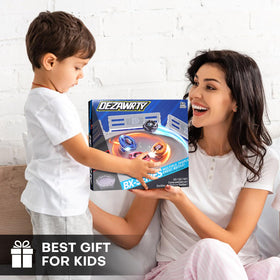 DEZAWRTY Gyro X battle scene with kids promoting teamwork and imaginative play