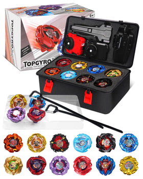 DEZAWRTY Gyro X Set—twelve spinning tops ready for exciting battles and quick launches.