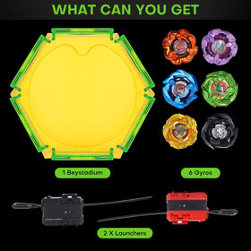 DEZAWRTY six spinning tops with bright colors for quick strategy planning.