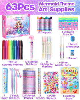 D-FantiX 63-piece arts kit neatly organized for budding artists.