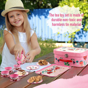 Safe, BPA- and lead-free paint on the tea set for pretend play.