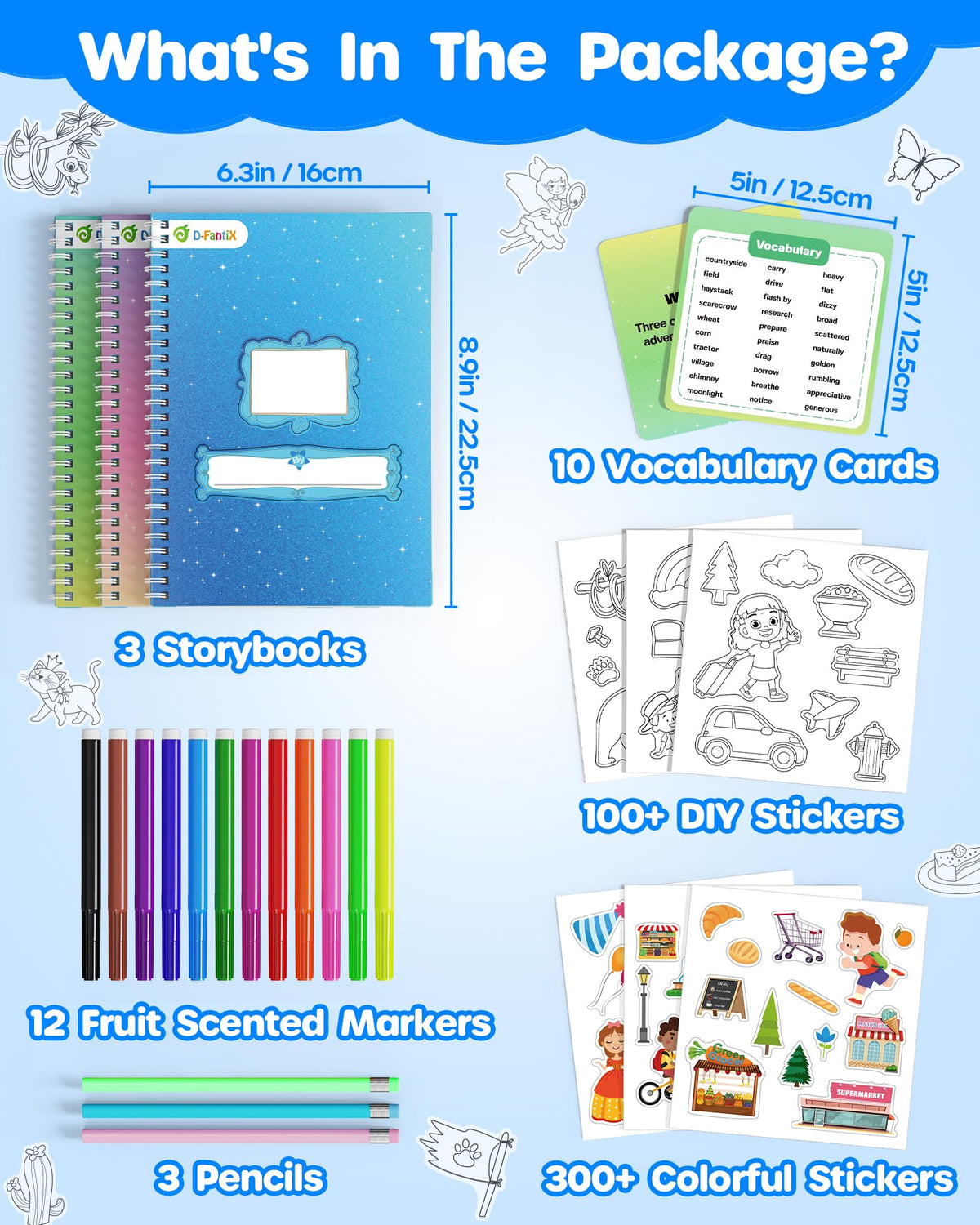 D-FantiX writing prompts and vocabulary cards support language development