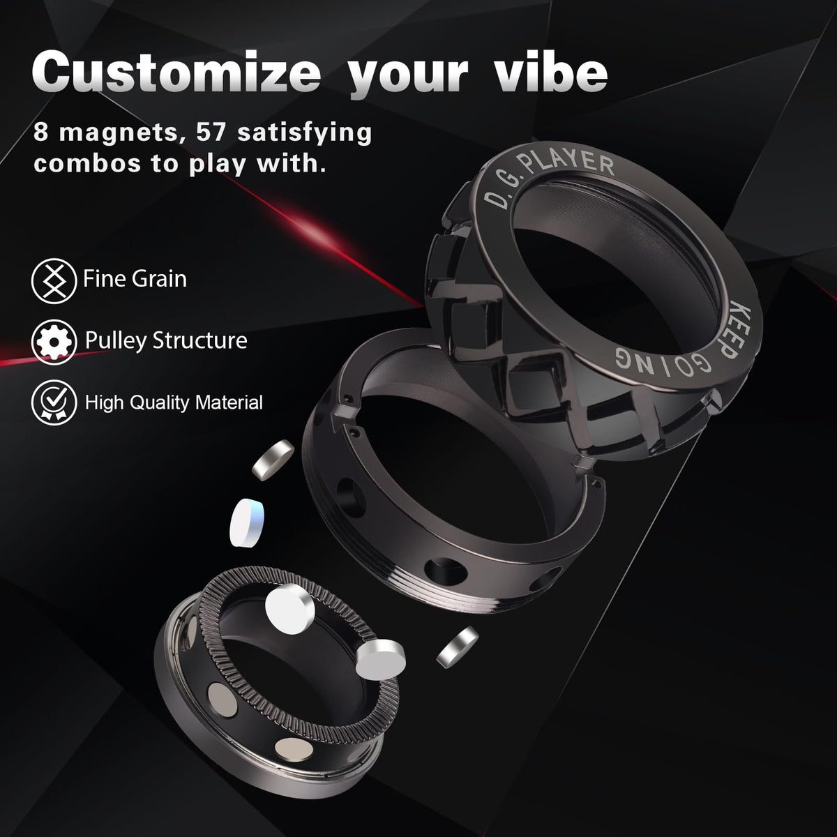 D.G.PLAYER premium stainless steel fidget ring in hand for durable daily use