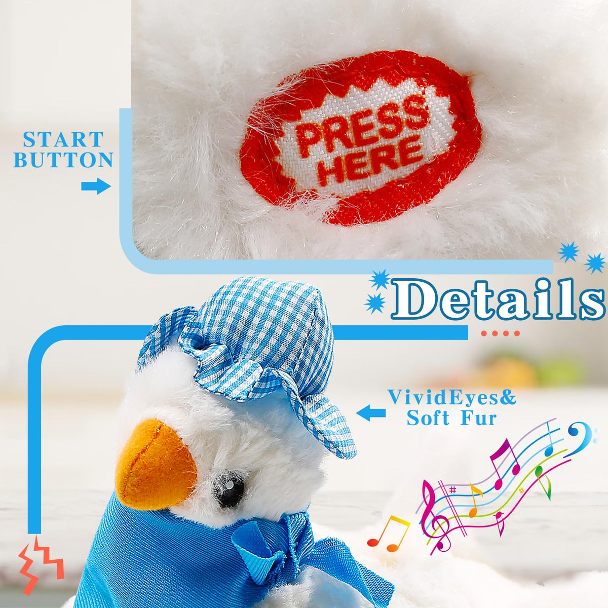 dgdgcool dancing plush chicken performing music for family fun.