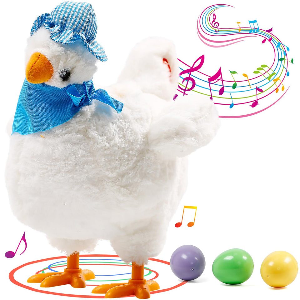dgdgcool Easter eggs chicken toy with soft plush and egg-laying action.