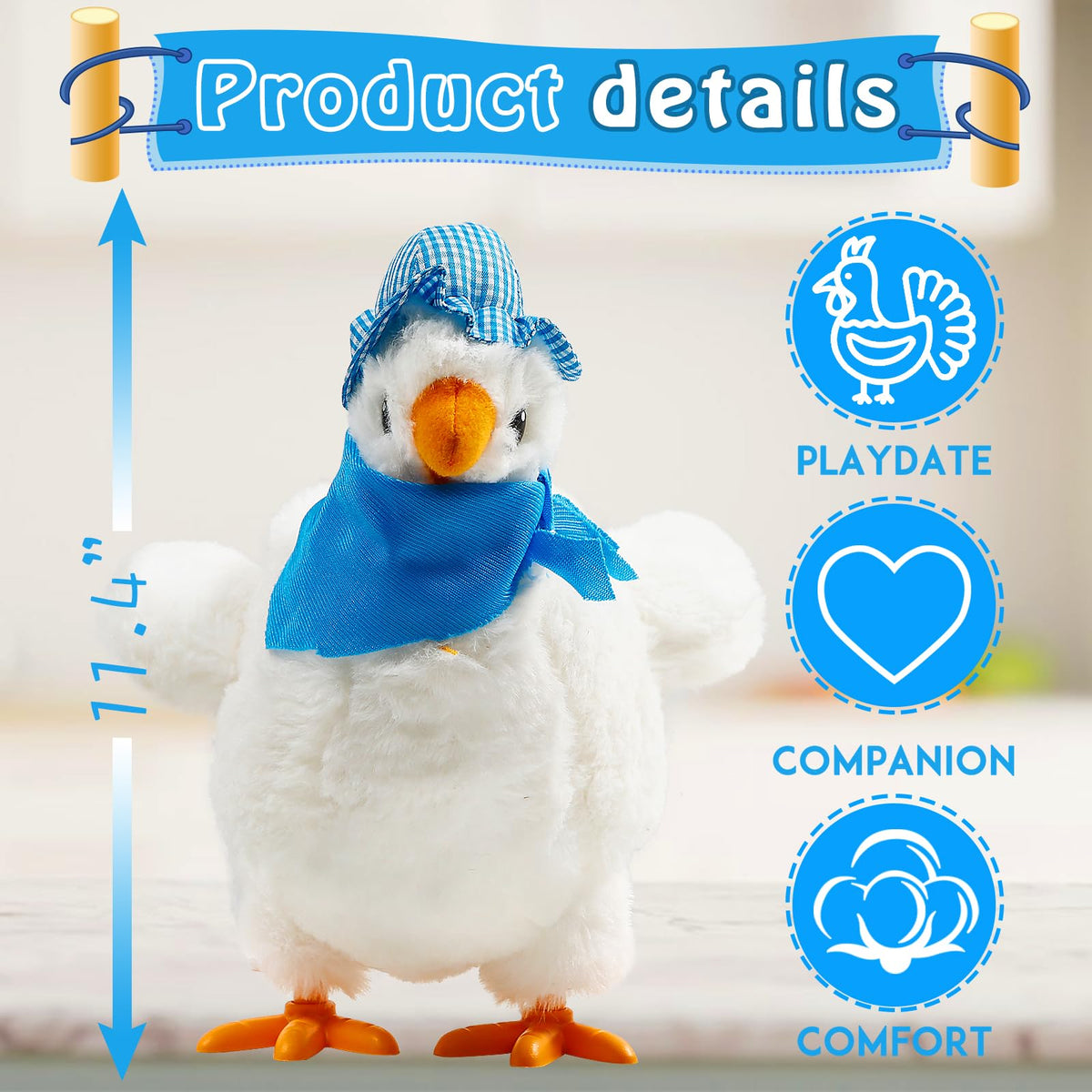 dgdgcool electric chicken toy with egg-laying feature and singing.