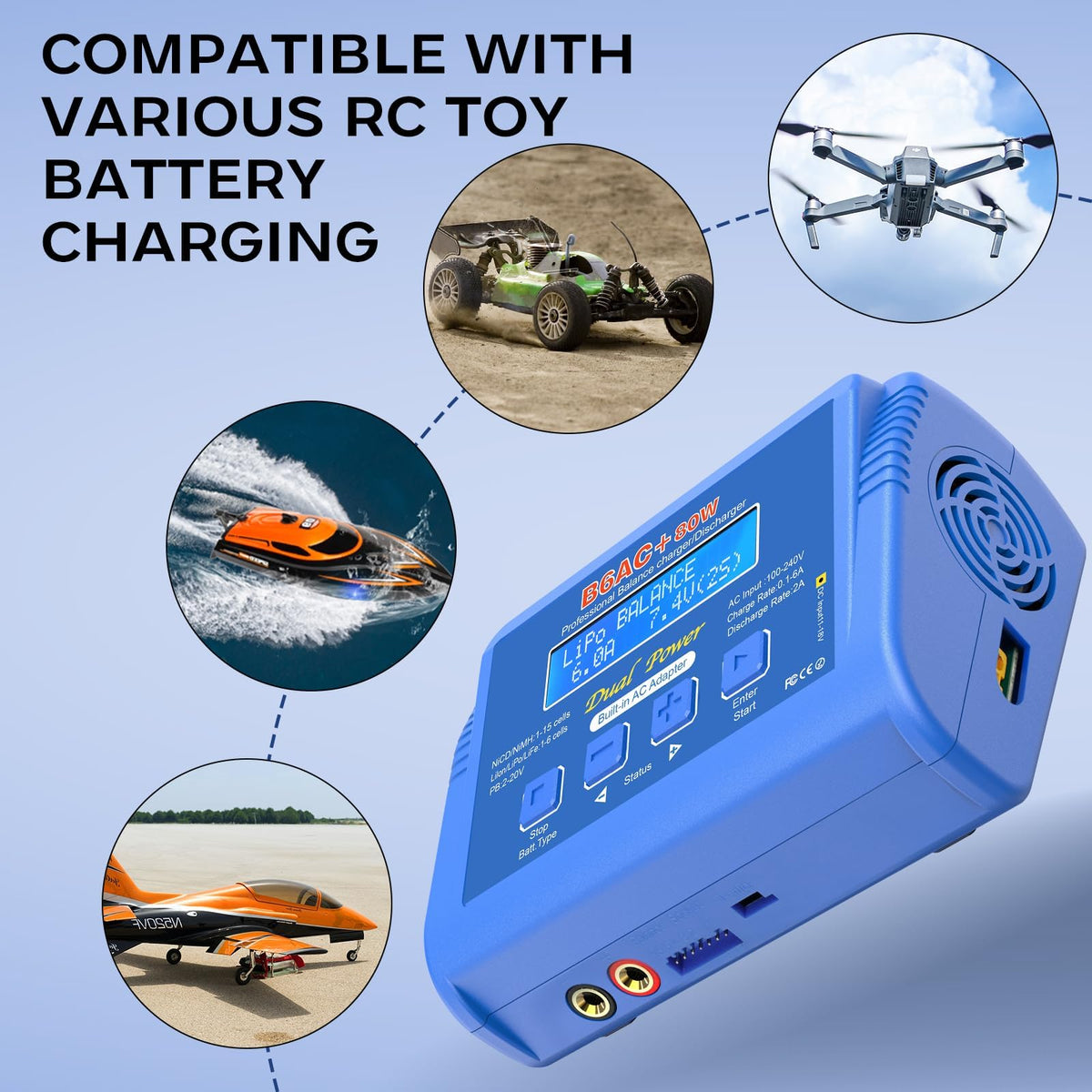 Dght B6 AC charger battery type menu in use for selection