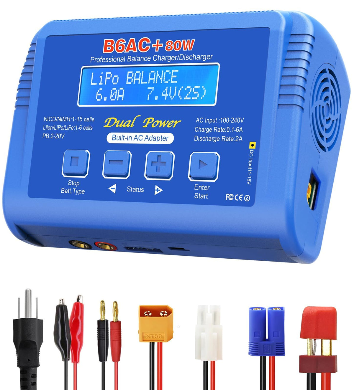 Dght B6 AC charger front view showing compact design and controls for versatile charging
