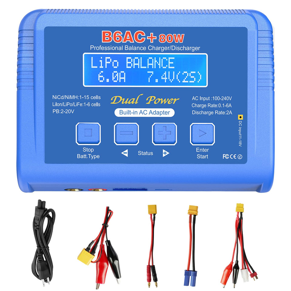 Dght B6AC 80W charger front view for quick RC battery charging