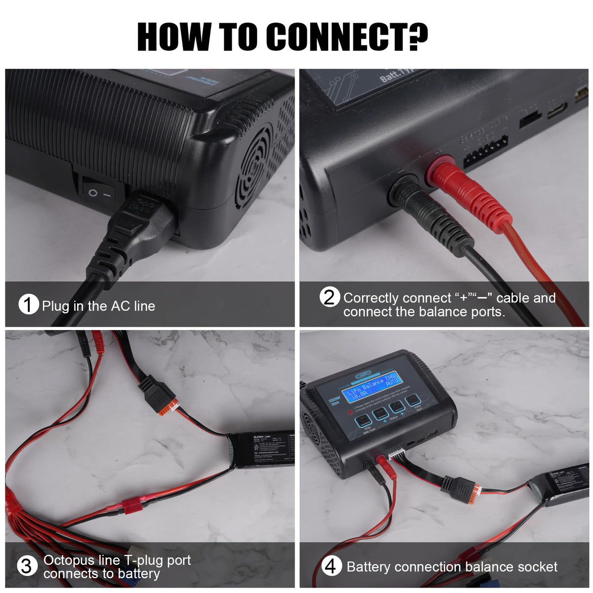 Dght Lipo Charger side ports enable easy cable access for large packs.