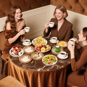 Dhnvcud coffee-table setting creates cohesive, café-inspired ambiance.