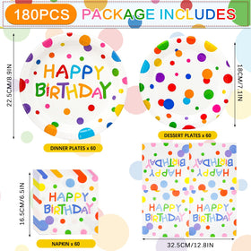 Dhnvcud rainbow-dot 7inch plates for kid-friendly snacks and celebrations