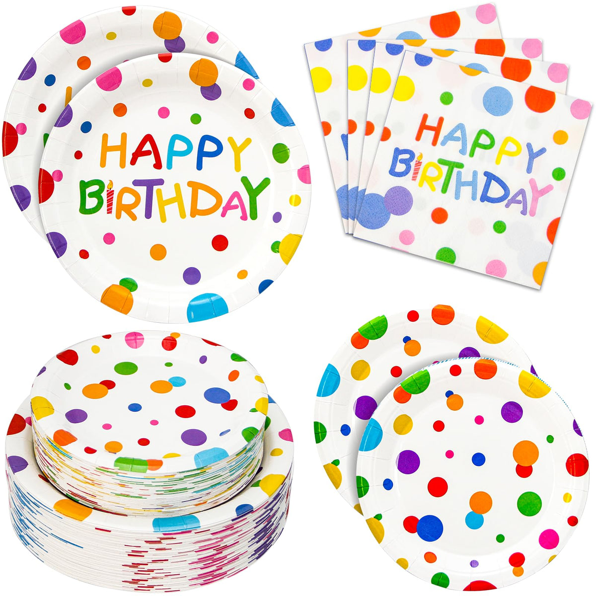 Dhnvcud rainbow-dot 9inch plates brighten birthdays with vibrant dining