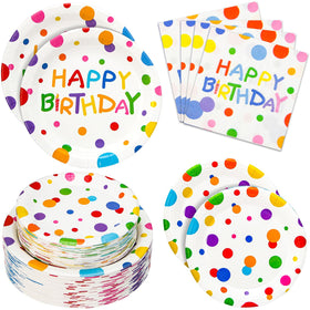 Dhnvcud rainbow-dot 9inch plates brighten birthdays with vibrant dining