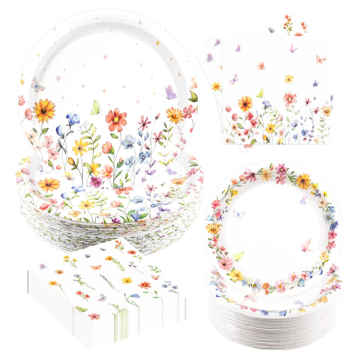 Dhnvcud wildflower plates 9in sturdy dinnerware for celebrations