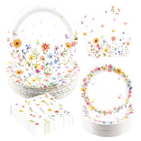 Dhnvcud wildflower plates 9in sturdy dinnerware for celebrations