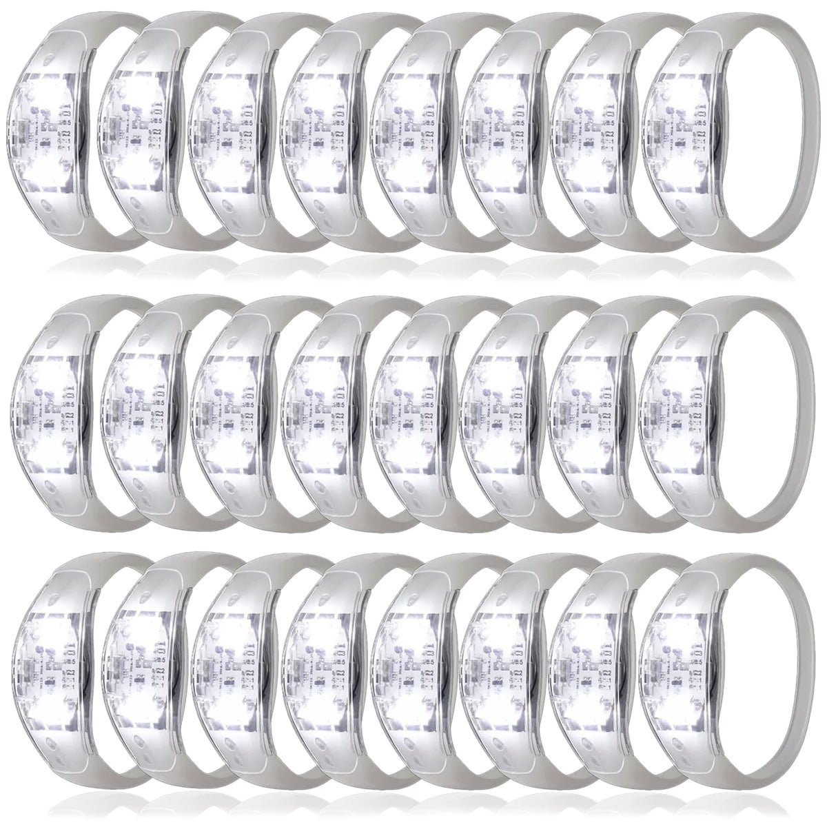 Dhseinat 24-pack LED glow bracelets in white for parties and events.